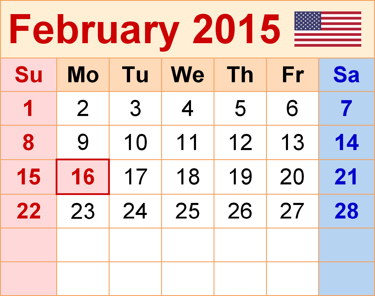 Beautiful Colorful Calendar Of February