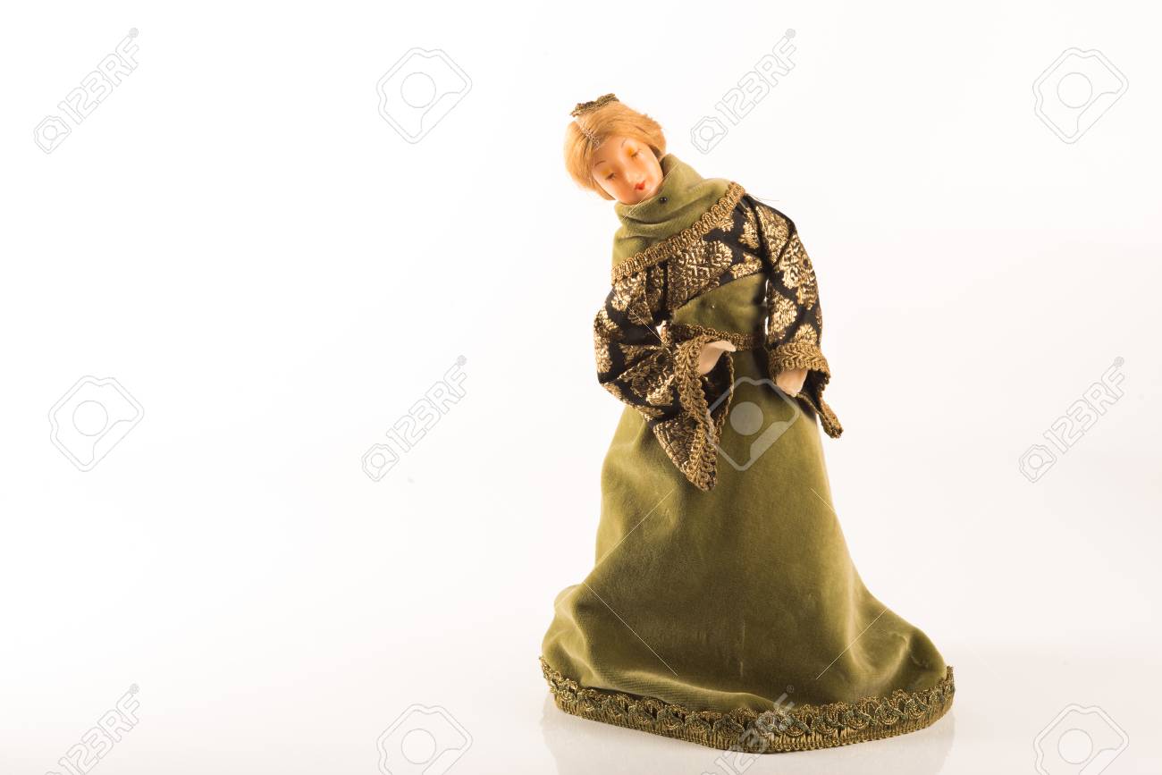 Japanesse Girl Doll Vintage Over A White Background Stock Photo