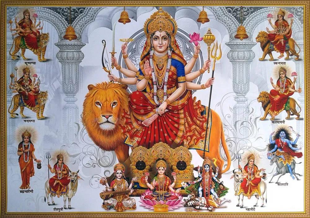 Nav Durga White Wallpaper