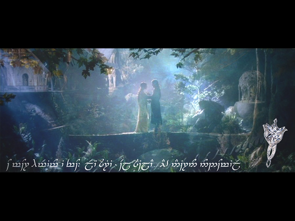 Description Aragorn And Arwen With The Lyrics To An Ron In Sindarin