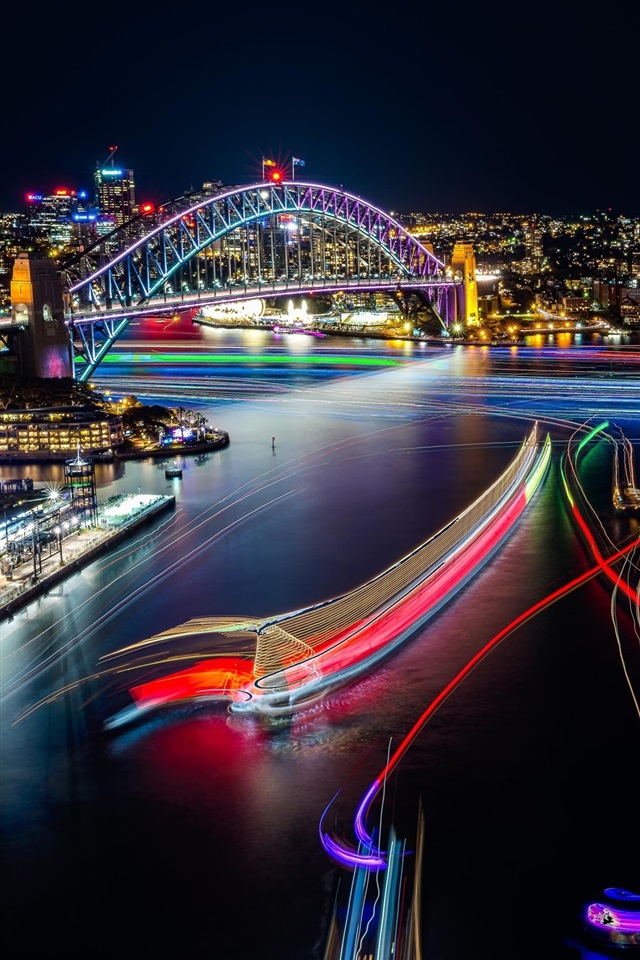 Sydney Beautiful City Night Lights Opera House Australia