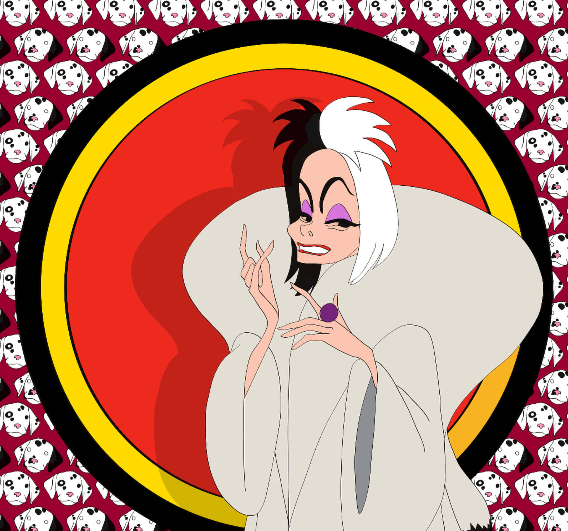 Pongo Perdita And Their Adorable Dalmatian Puppies Wallpaper