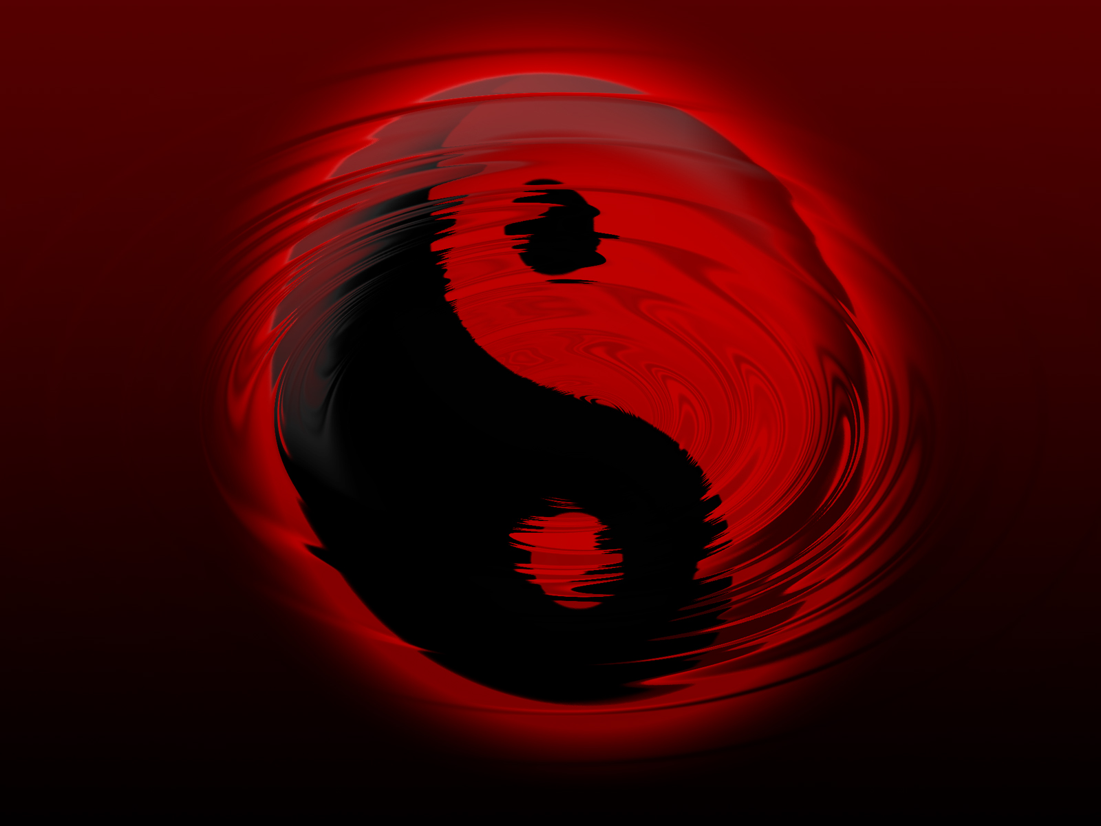 Wallpaper Yin Yang Ripple Red And Black