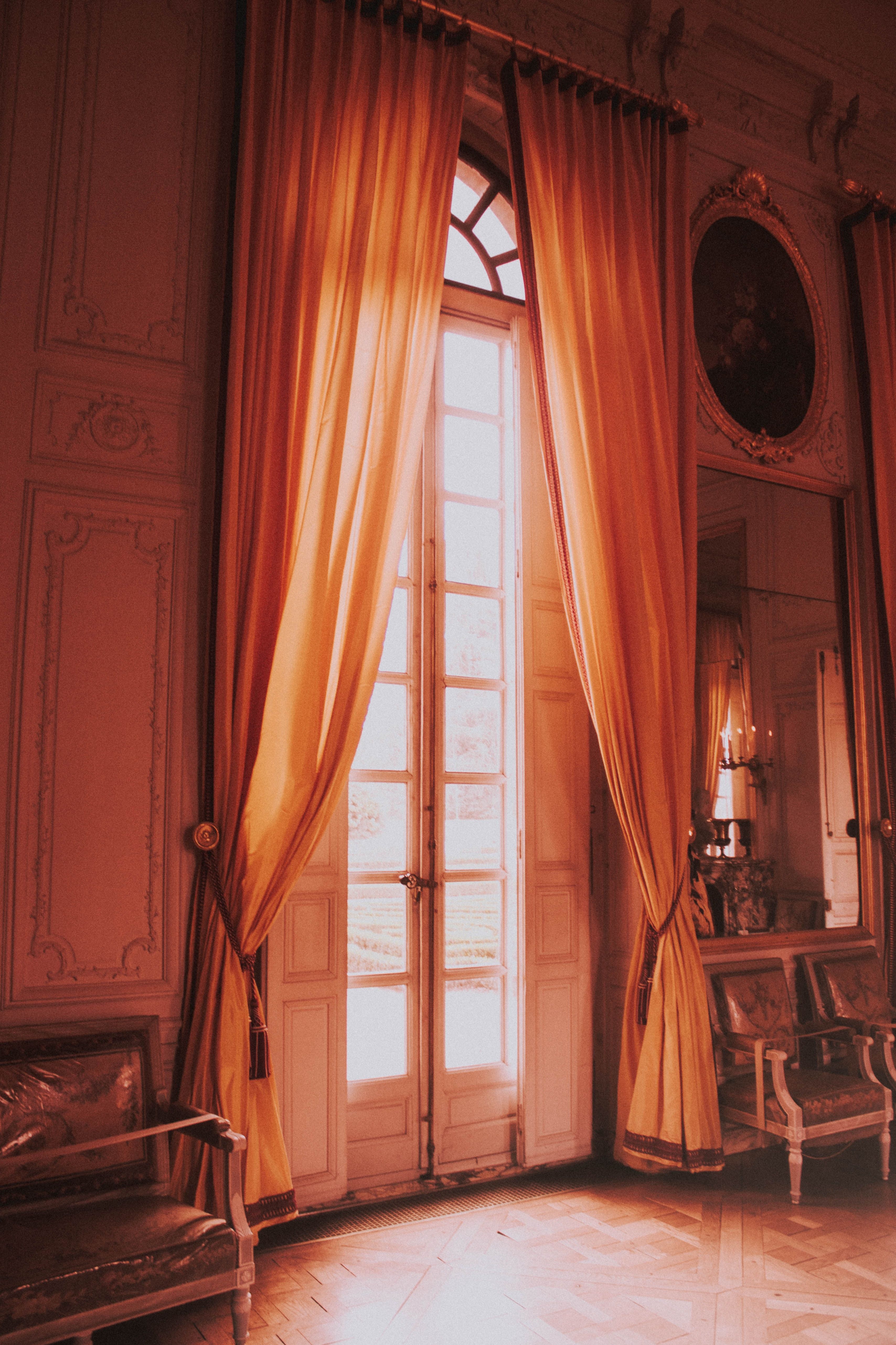 Brown Grommet Curtains Historical Interior