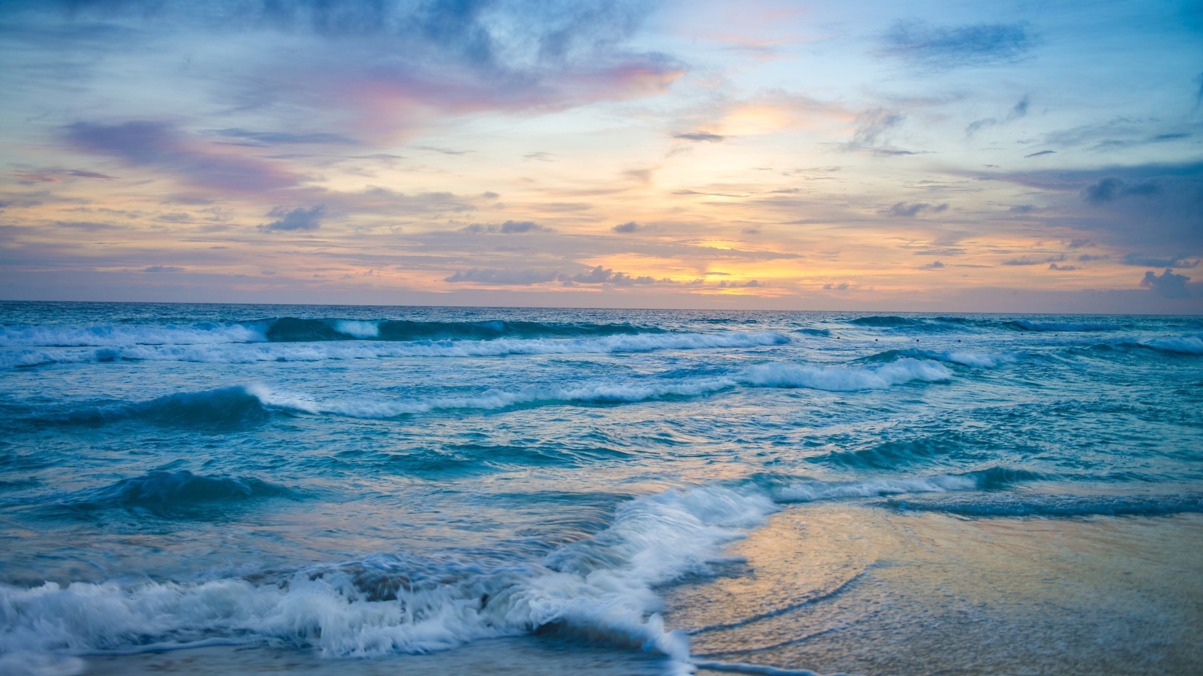 Ocean Waves At Sunset Wallpaper HD Nature 4k Image Photos And