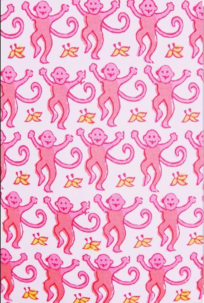 Roller rabbit pink monkeys Preppy wall collage Rabbit wallpaper
