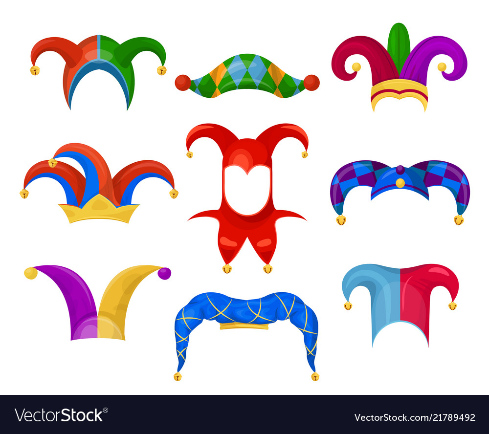 Jester Or Fool Hat Set On White Background Vector Image