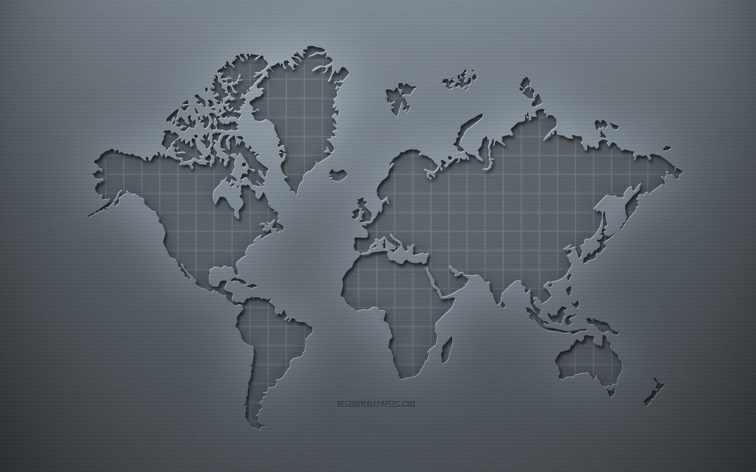 Download wallpapers World Map gray creative background World Map