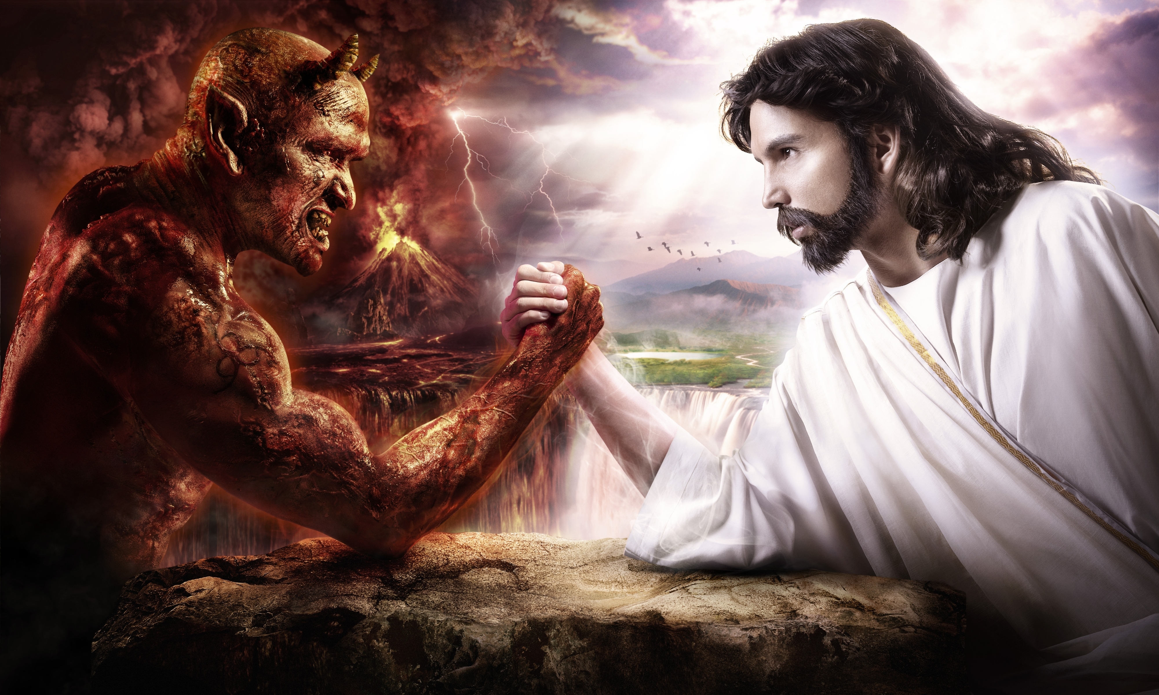 God Devil Jesus Christ Satan Good Vs Evil Lucifer Wallpaper