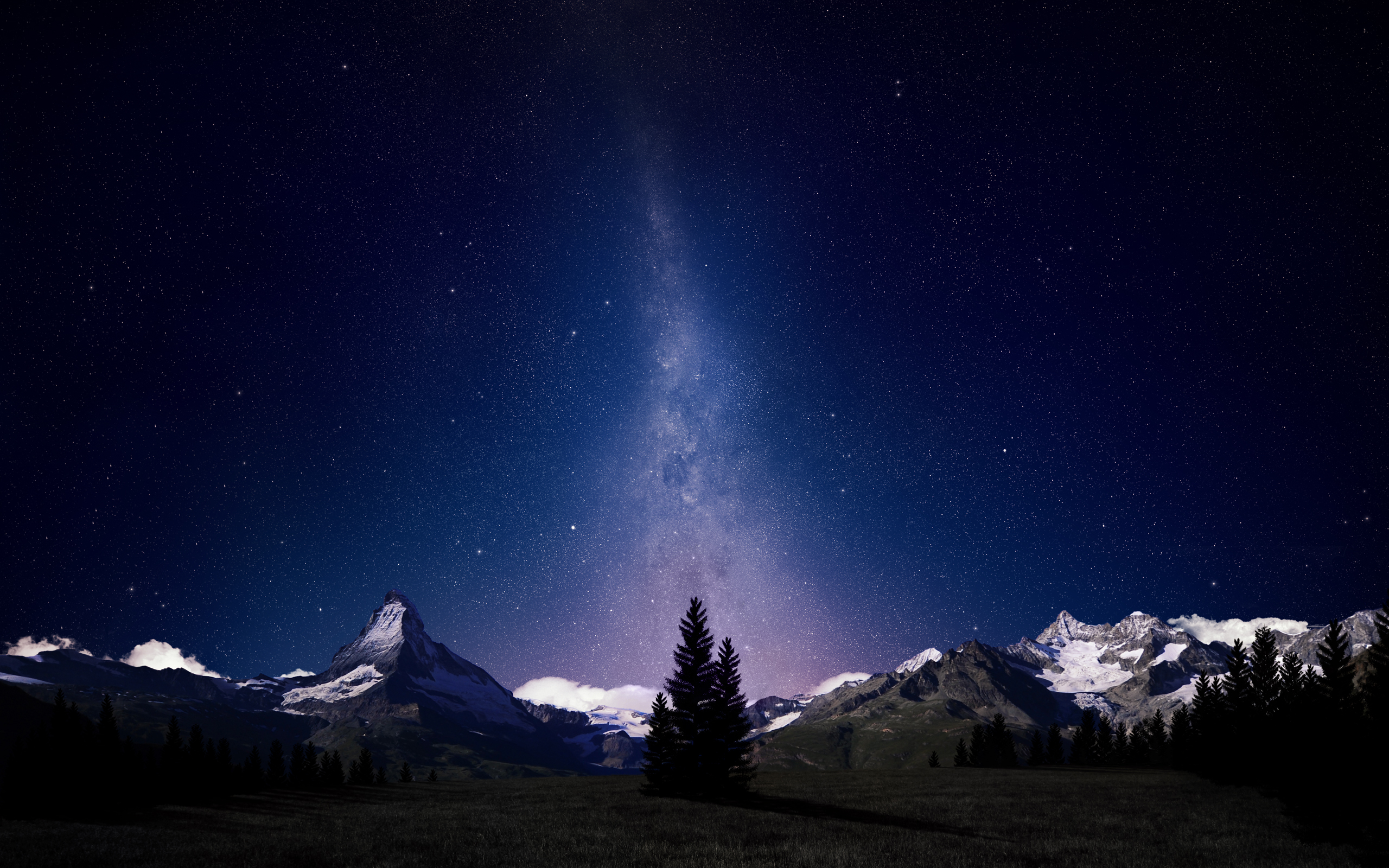 Swiss Alps Night Sky Wallpaper HD