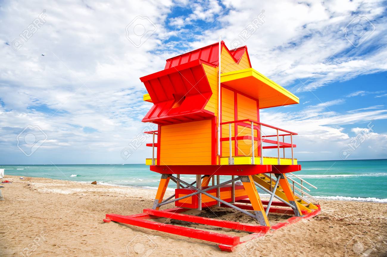 Lifeguard Tower For Rescue Baywatch On South Beach In Miami