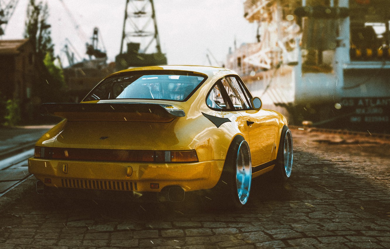 Retro Porsche Targa Yellow Wallpaper Desktop Mobile