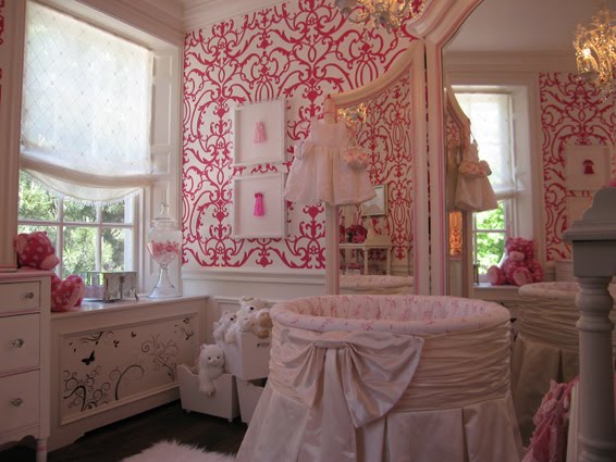 Love The Pink Flocked Wallpaper On Walls In This Room