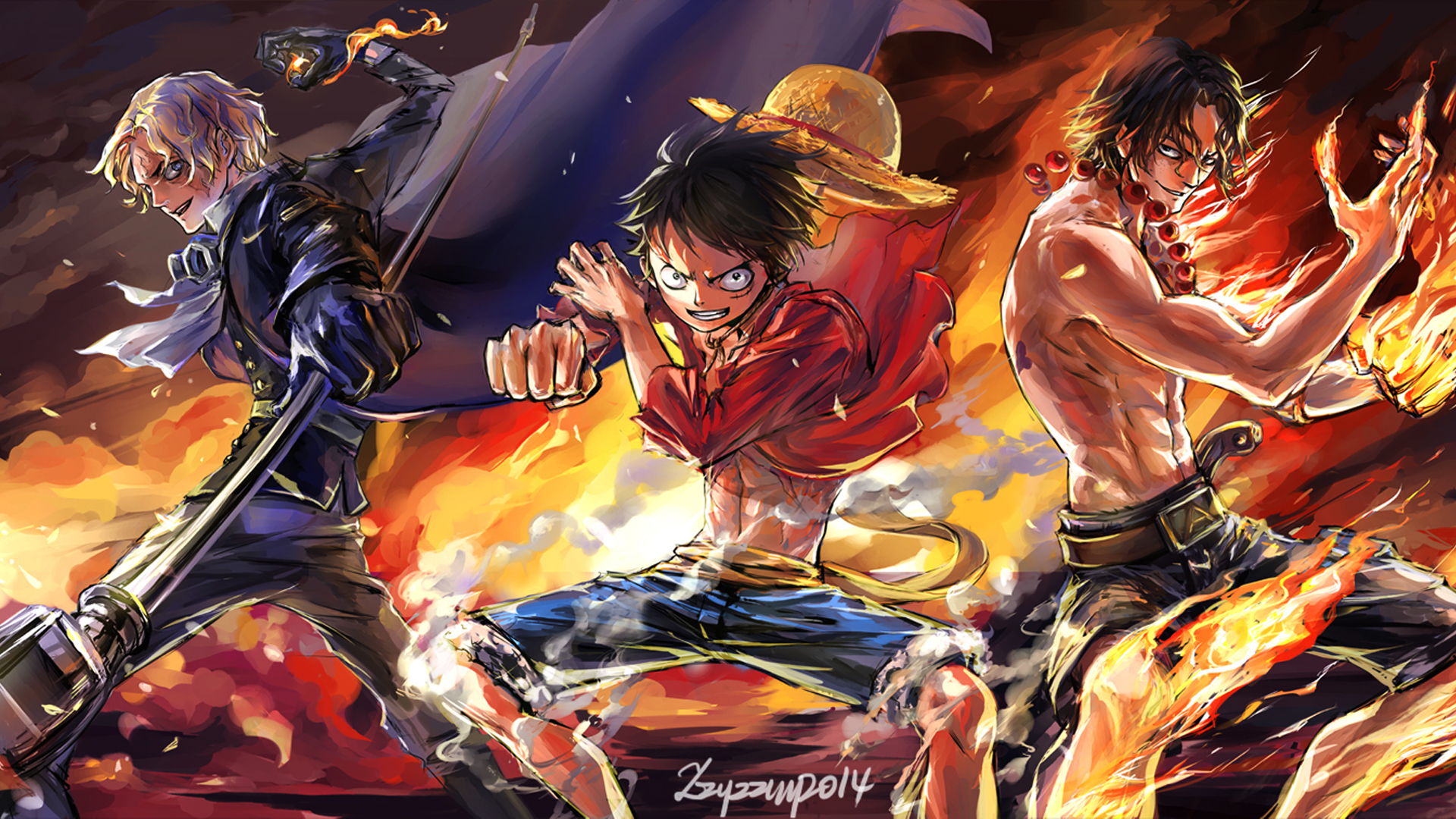 Sabo Fire Luffy Ace Wallpaper HD