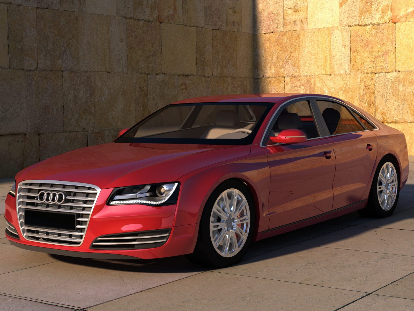 Audi A8 Red Wallpaper Background