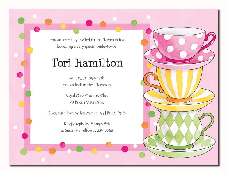 Tea Party Pretty Invitation With A Light Pink Background