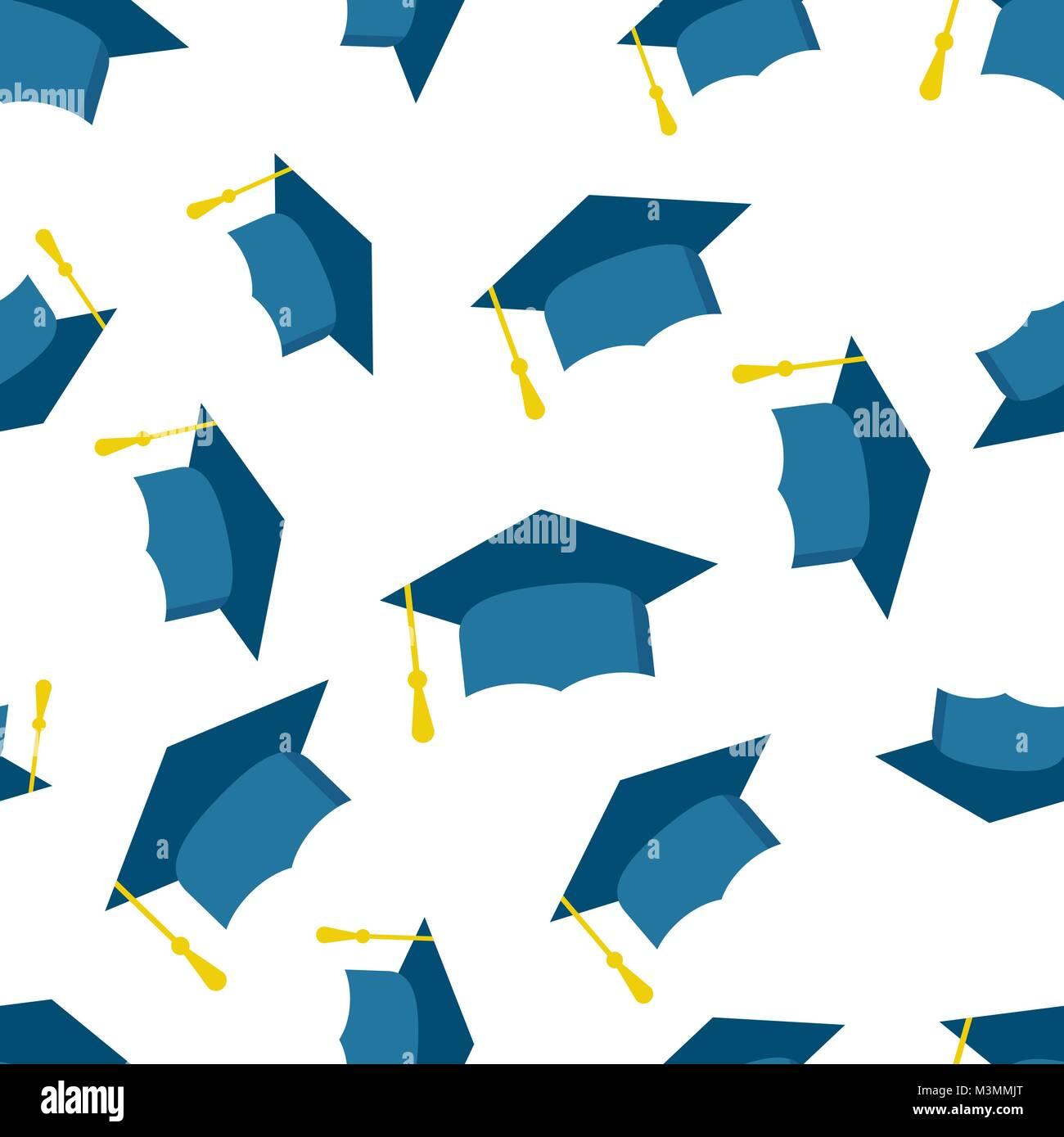 Graduation Cap Seamless Pattern Background Icon Business Flat