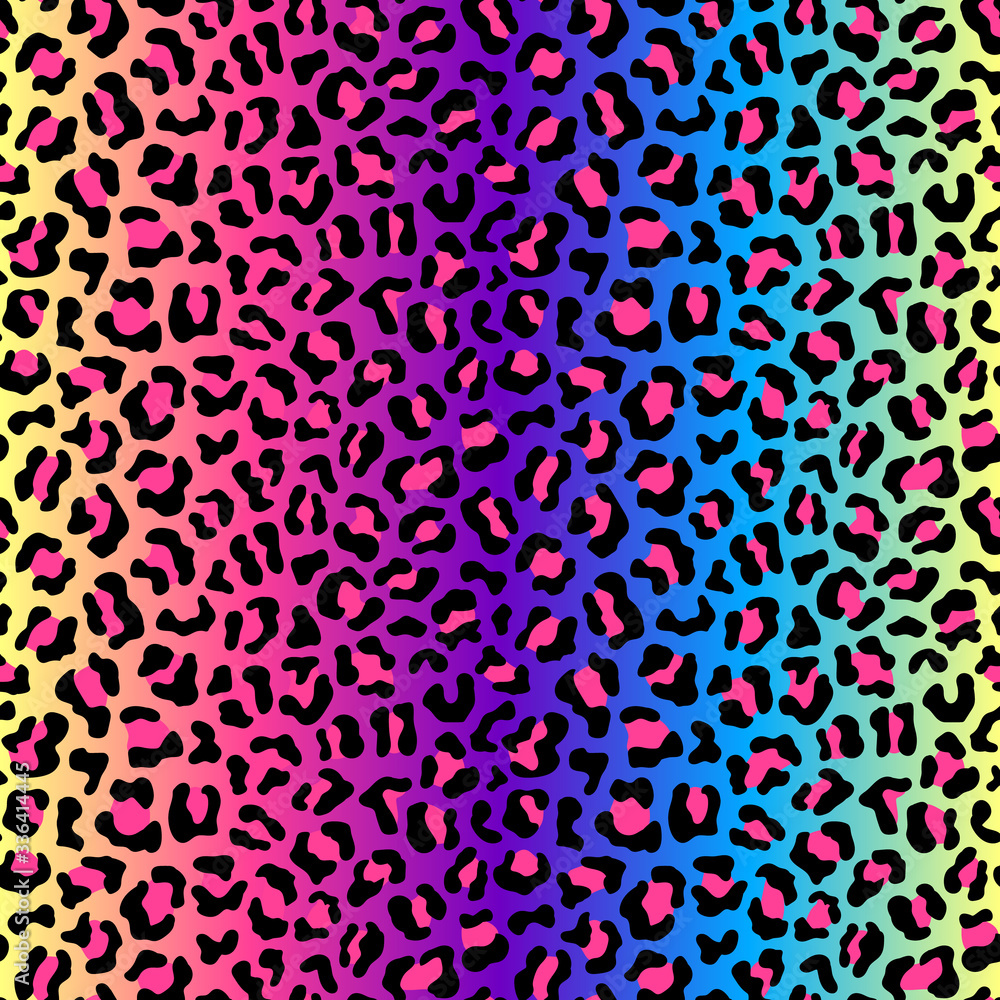 Colorful Leopard Seamless Pattern Neon Rainbow Colored Gradient