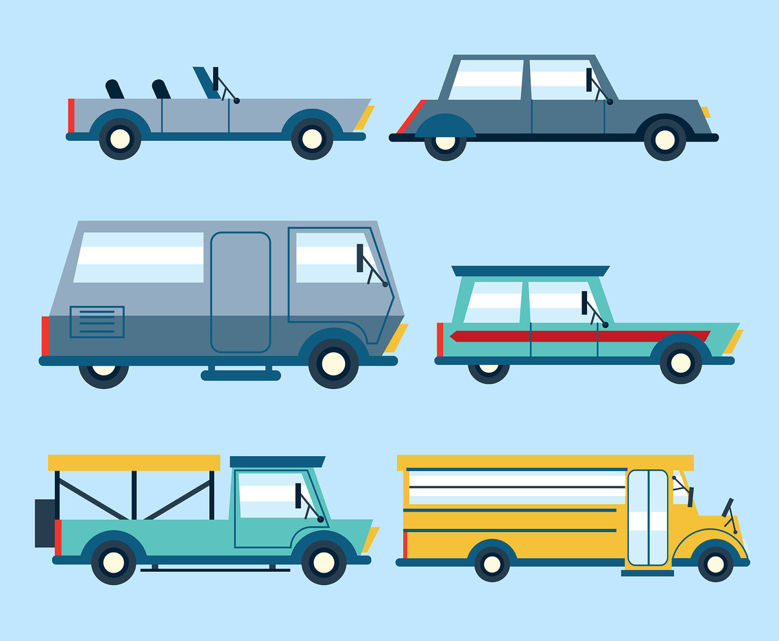 Transportation Clipat Set In Blue Background Vector Art Graphics