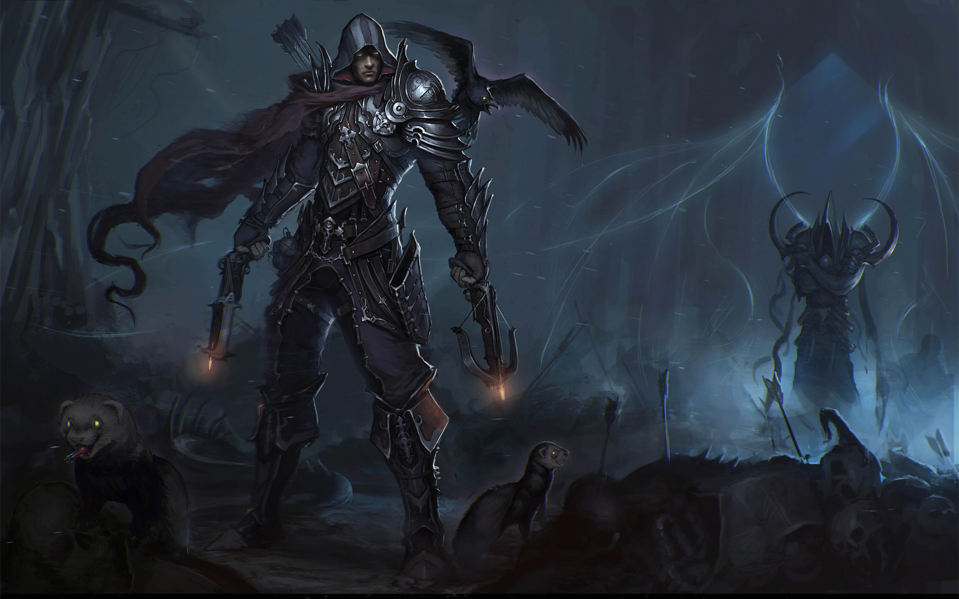 Wallpaper Diablo 3   Demon Hunter   2D Digital Fantasy