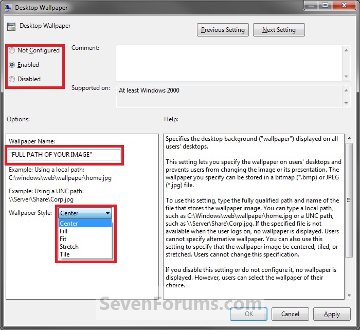 Desktop Background Specify And Prevent Change Windows Help