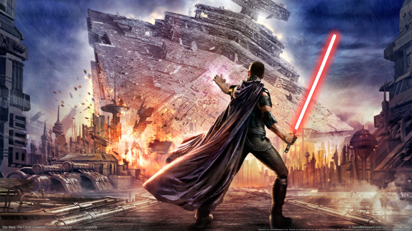 HD Background Star Wars The Force Unleashed Red Lightsaber Spaceship