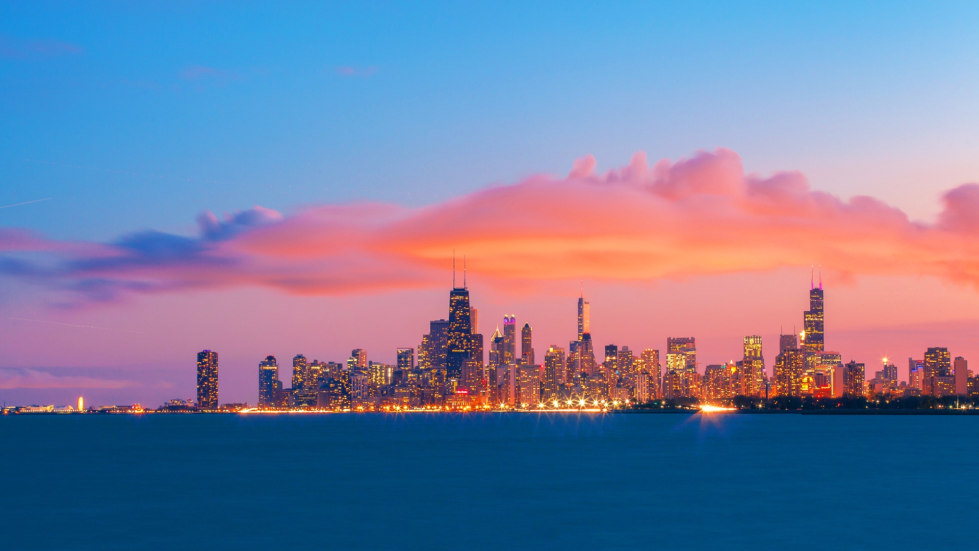 Chicago Skyline at Sunset