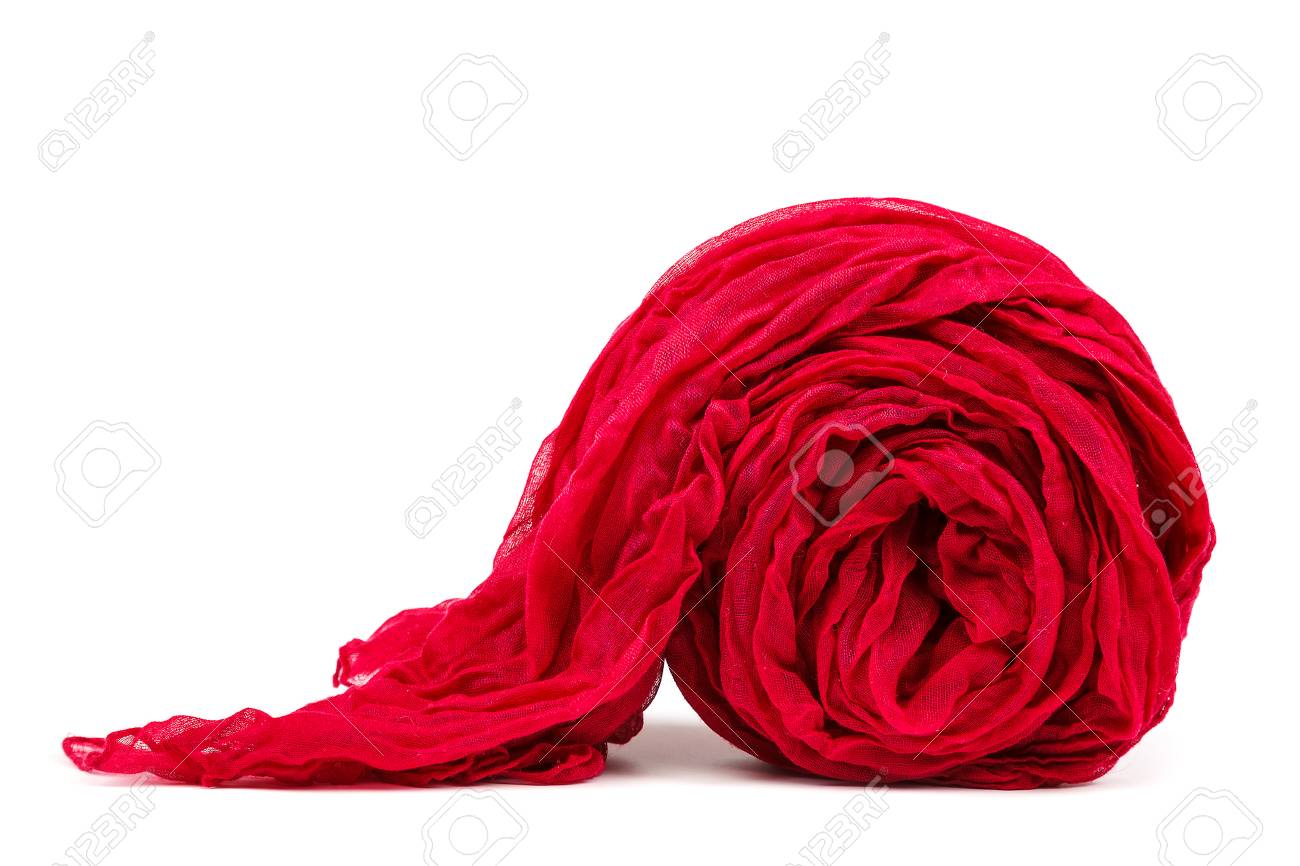 Red Women S Scarf Or Shawl Isolated On White Background Stock