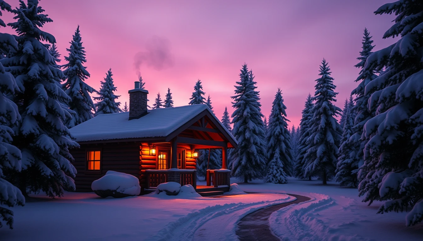 Winter Cabin Wallpaper Image