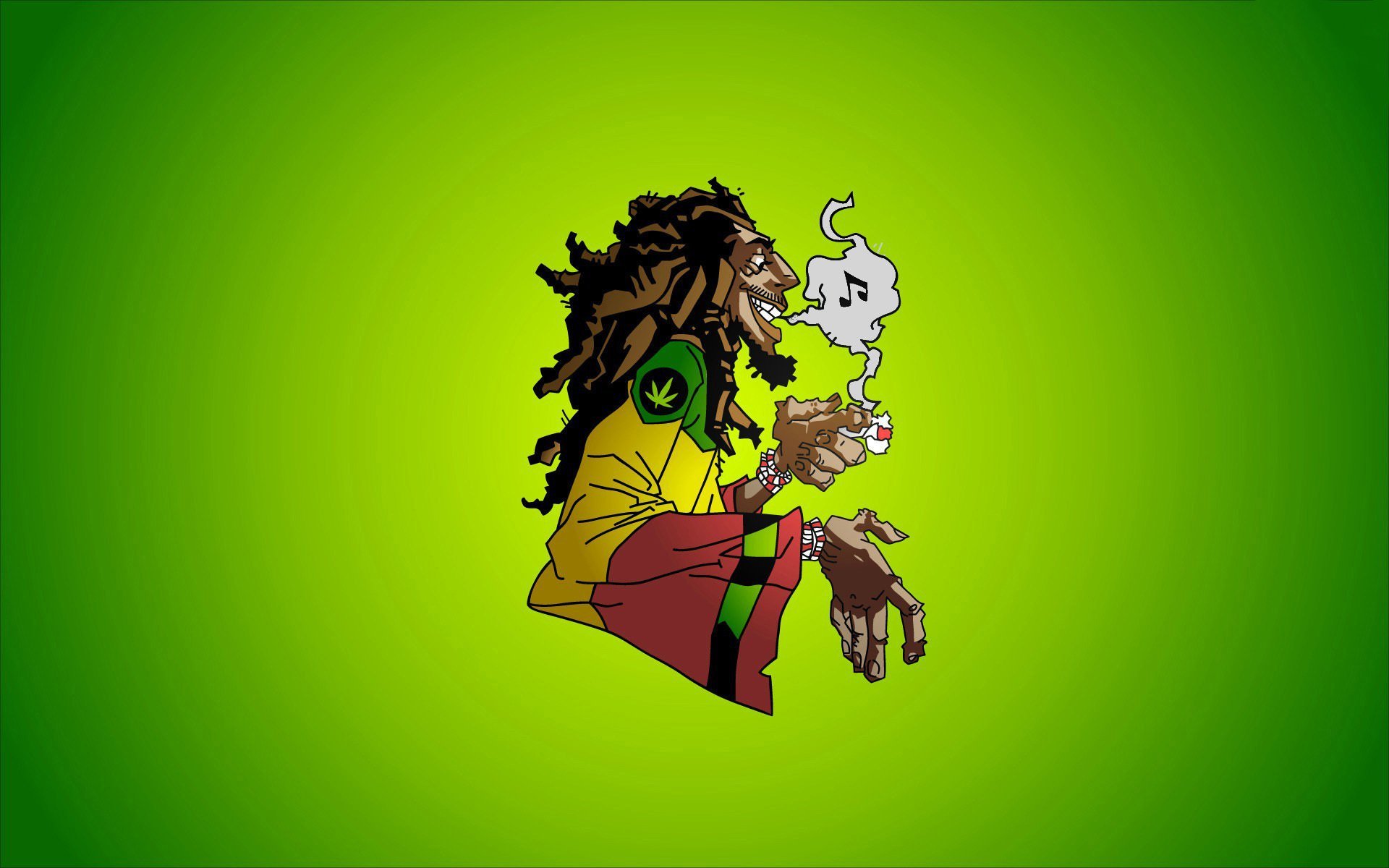 Bob Marley Reggae Music Caricature Smoke Marijuana Dreadlocks