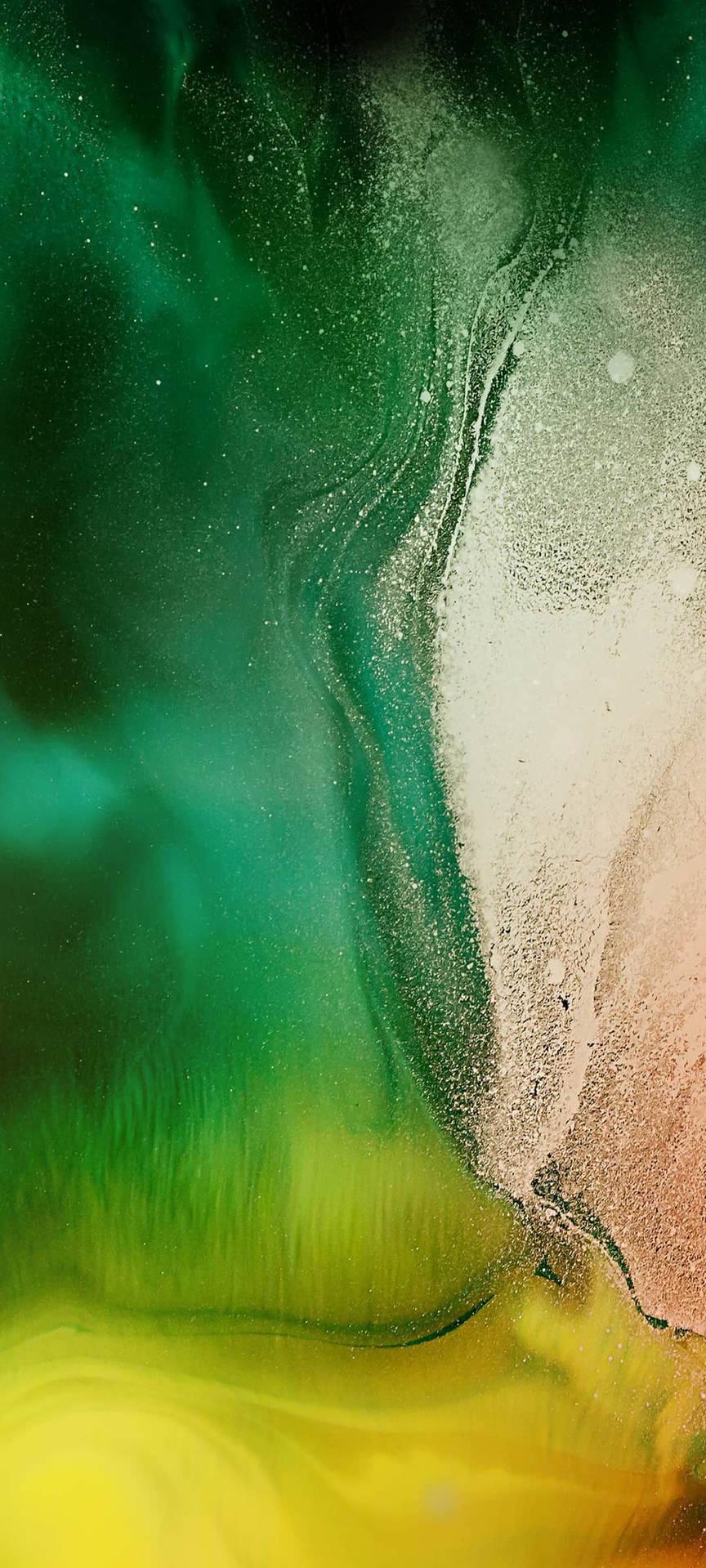 Download Ios 15 Green And Gold Glitters Wallpaper