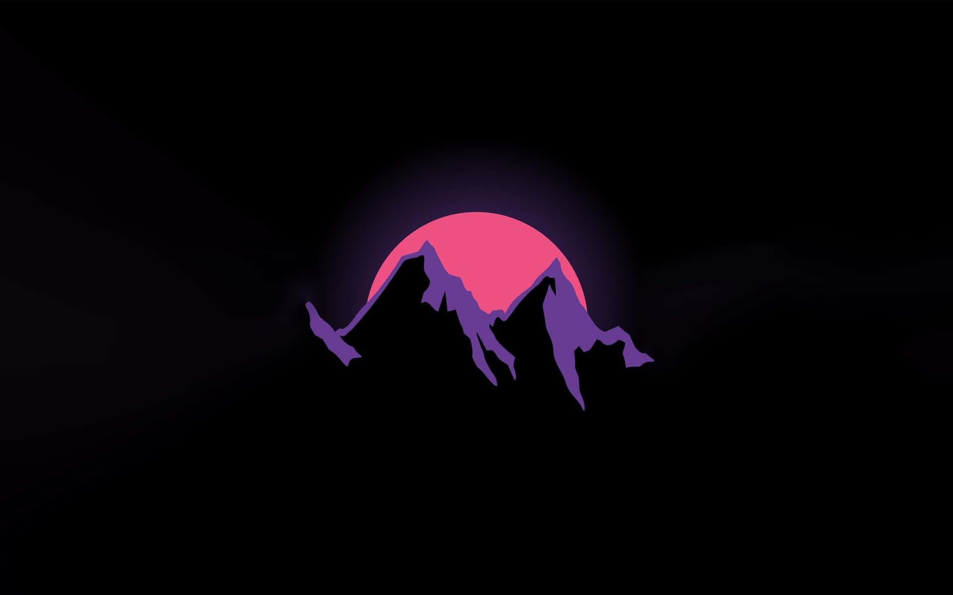 A Purple Mountain Silhouette With Moon Wallpaper