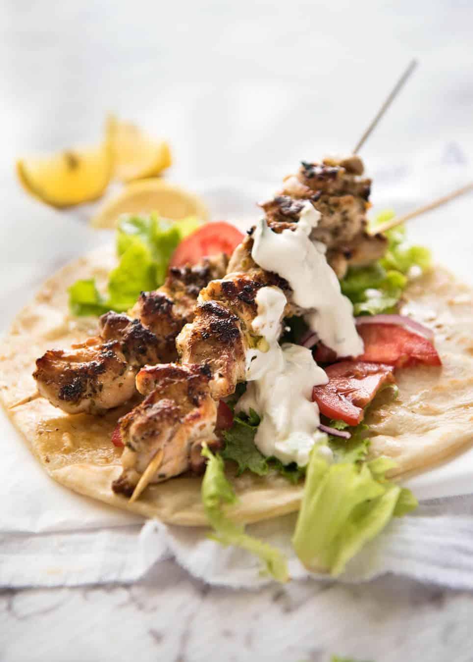 Chicken Souvlaki With Tzatziki Recipetin Eats