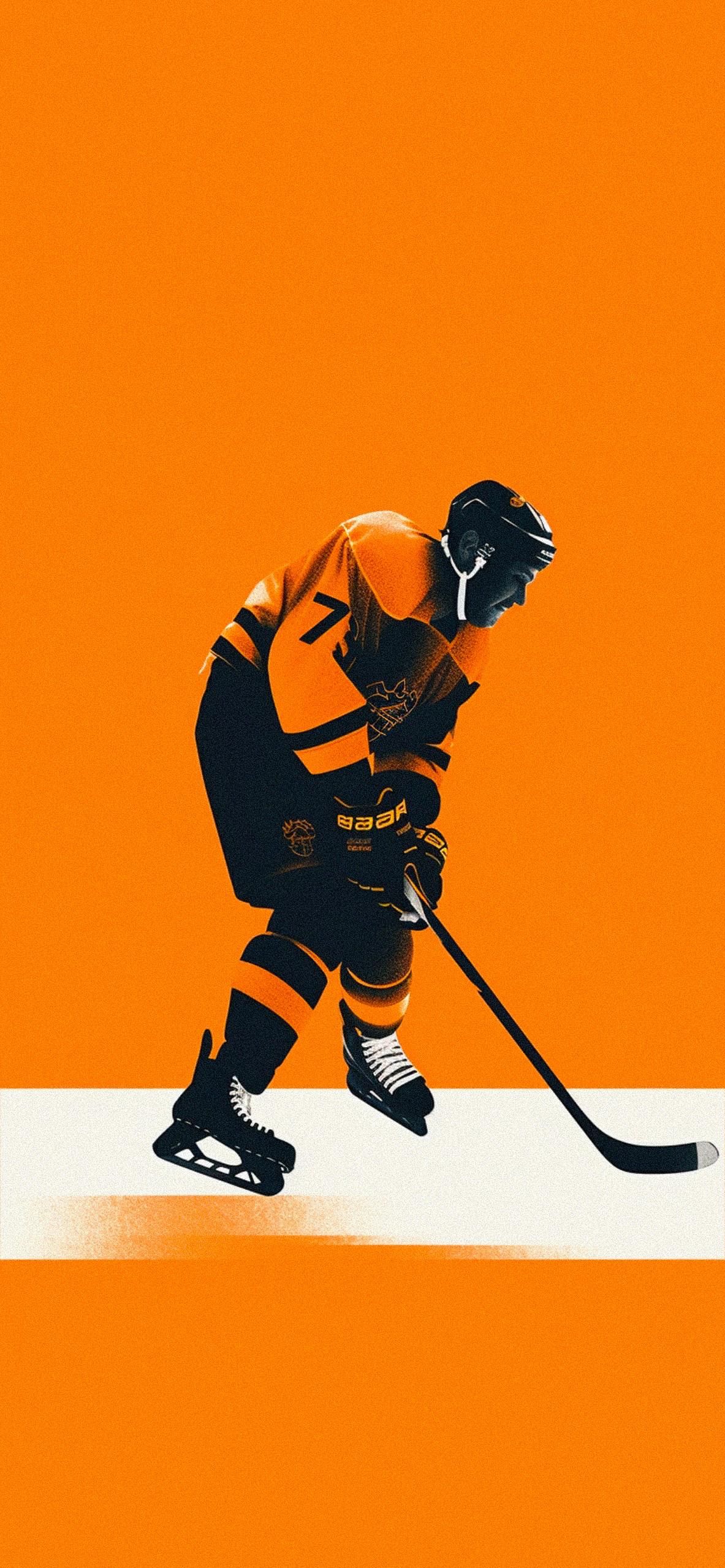 Hockey Player Orange Wallpaper For iPhone