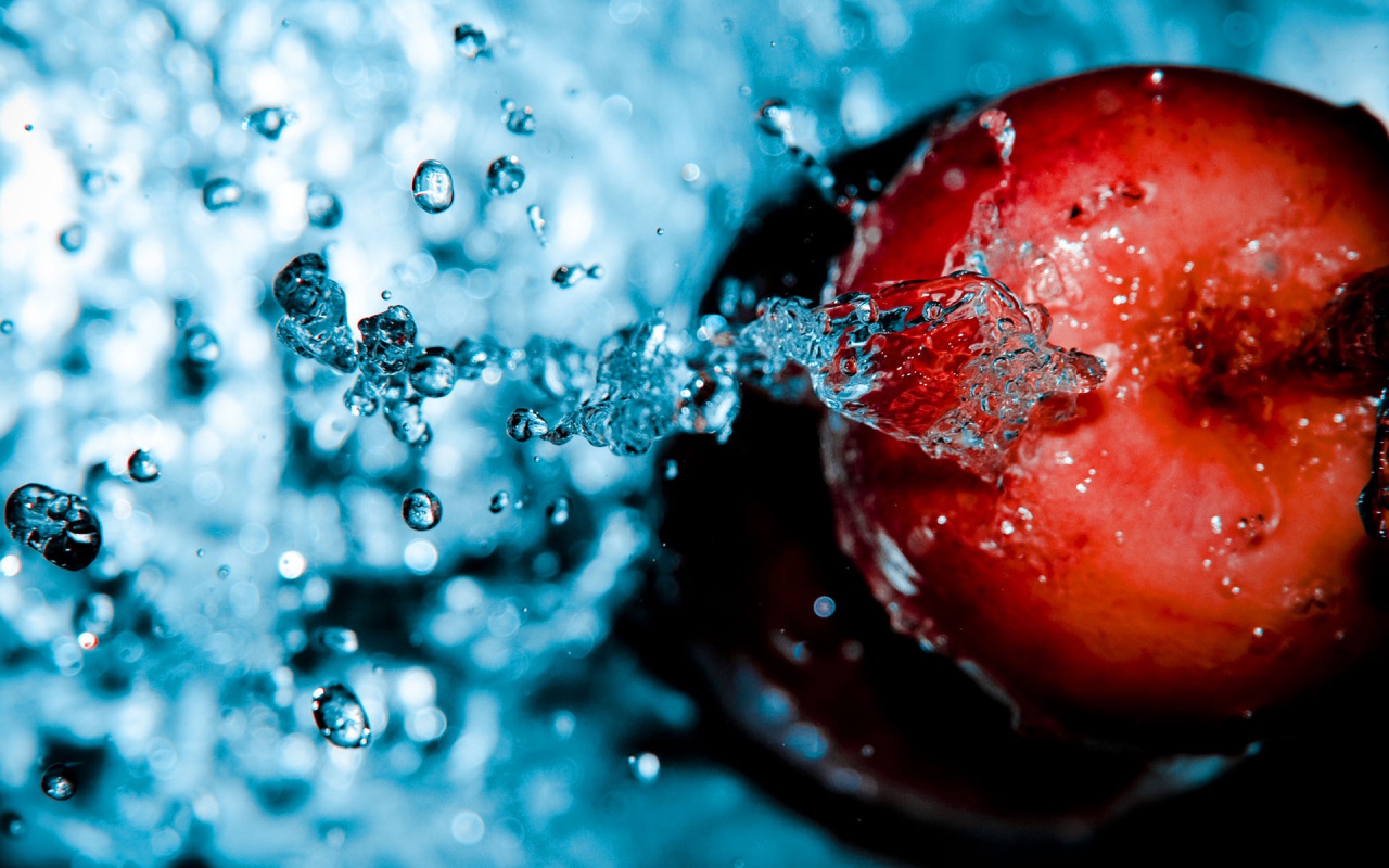 Red Apple In Water Abstract Wallpaper Desktop