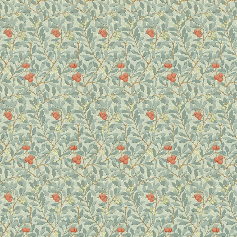 Arbutus By Morris Blue Cream Red Wallpaper Direct