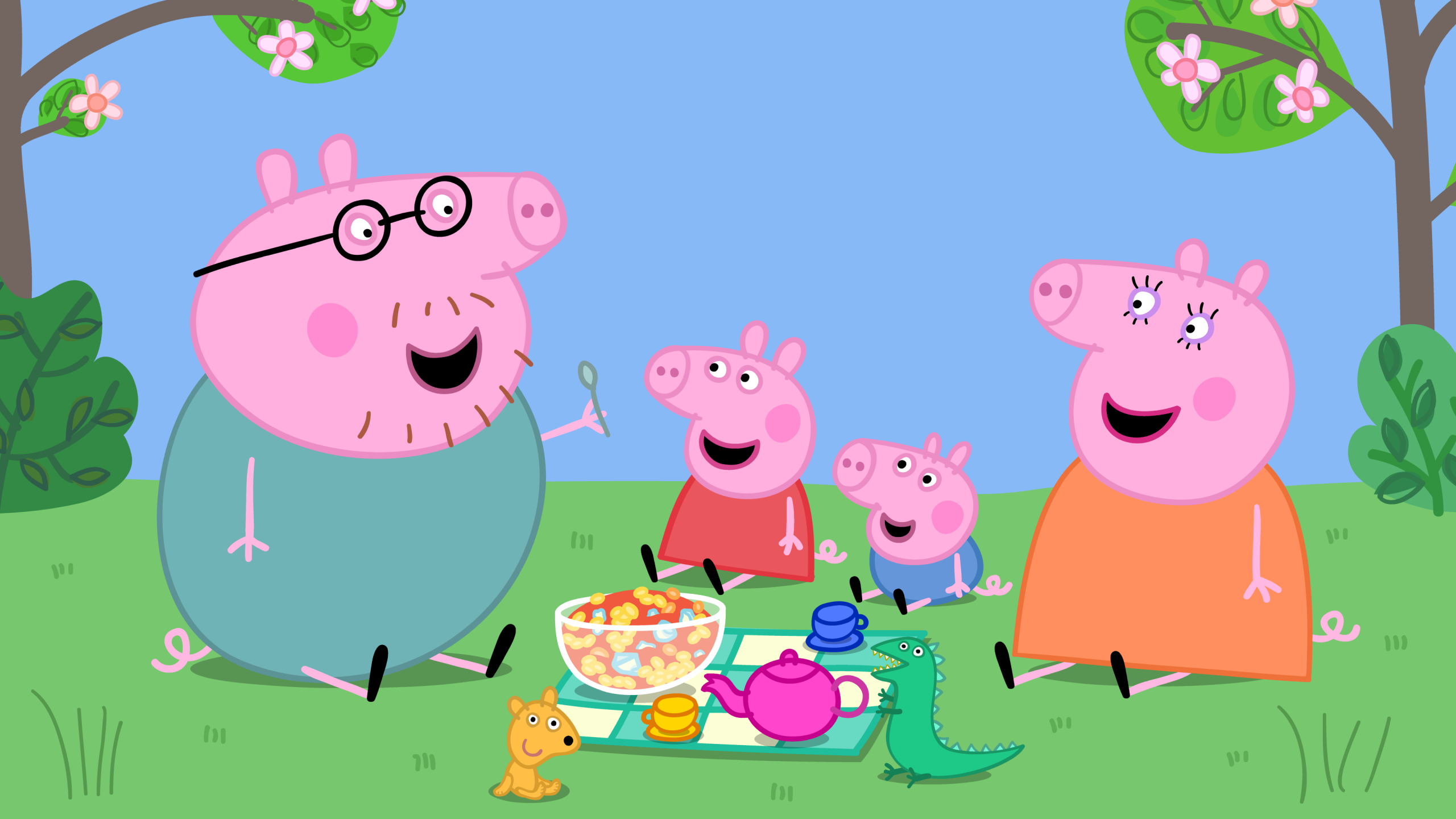 Peppa Pig Family Picnic 4k Wallpaper