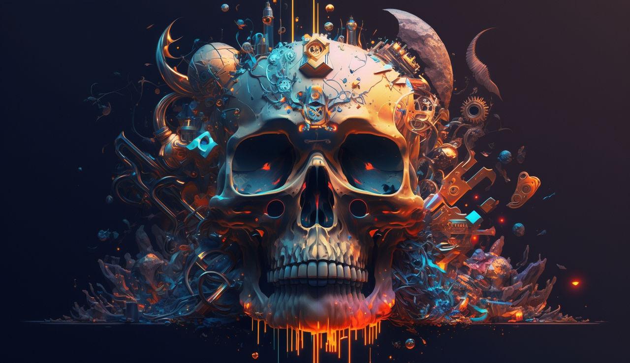 Skull Abstract Surreal Wallpaper By Tryintogetthere On