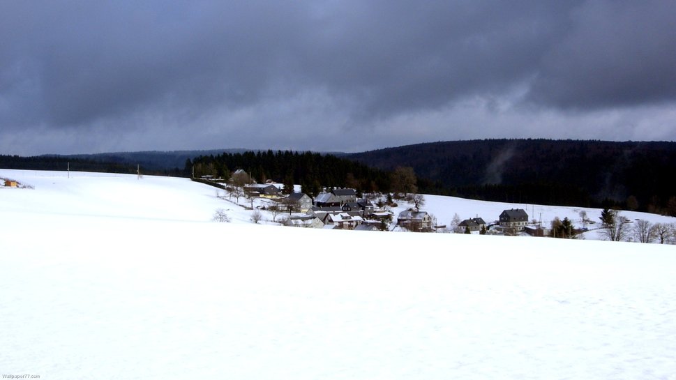 Winter Village Scape Wallpaper