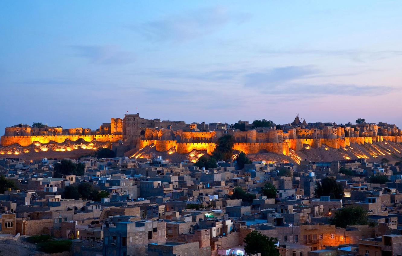Wallpaper Lights Home India Rajasthan Golden City Jaisalmer