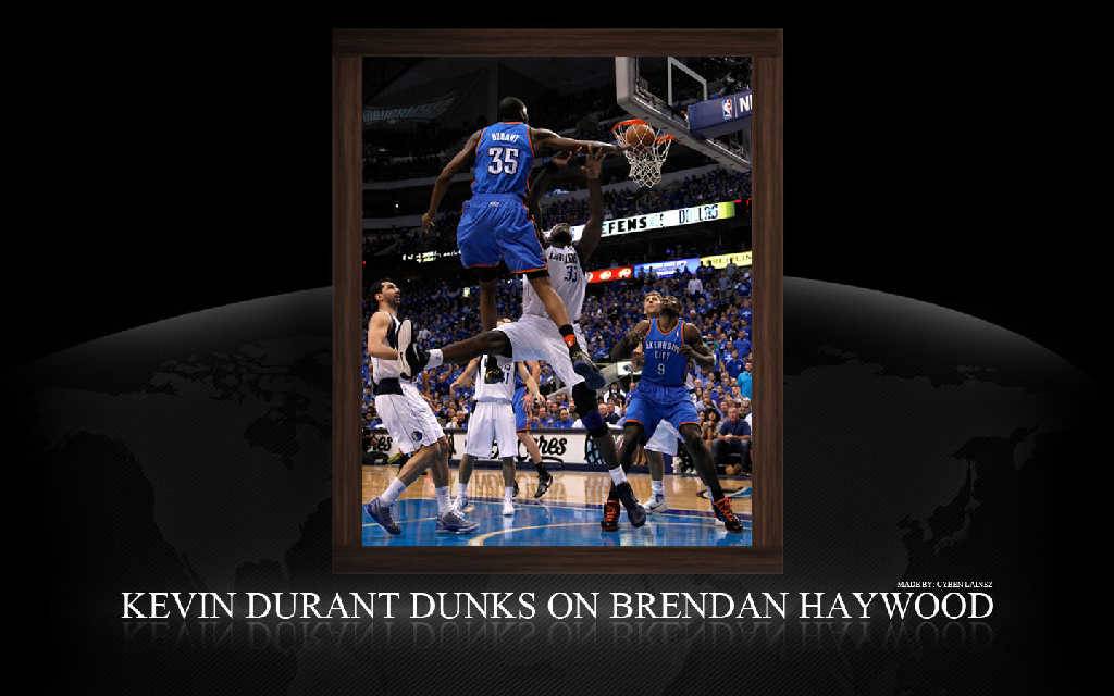 Kevin Durant Dunk Over Brendan Haywood Widescreen Wallpaper Oklahoma