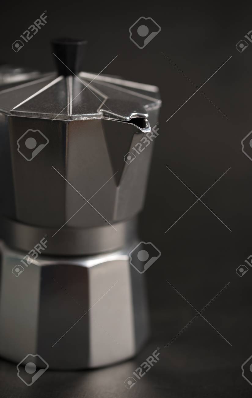 Italian Expresso Machine Over Dark Background With Copy Space