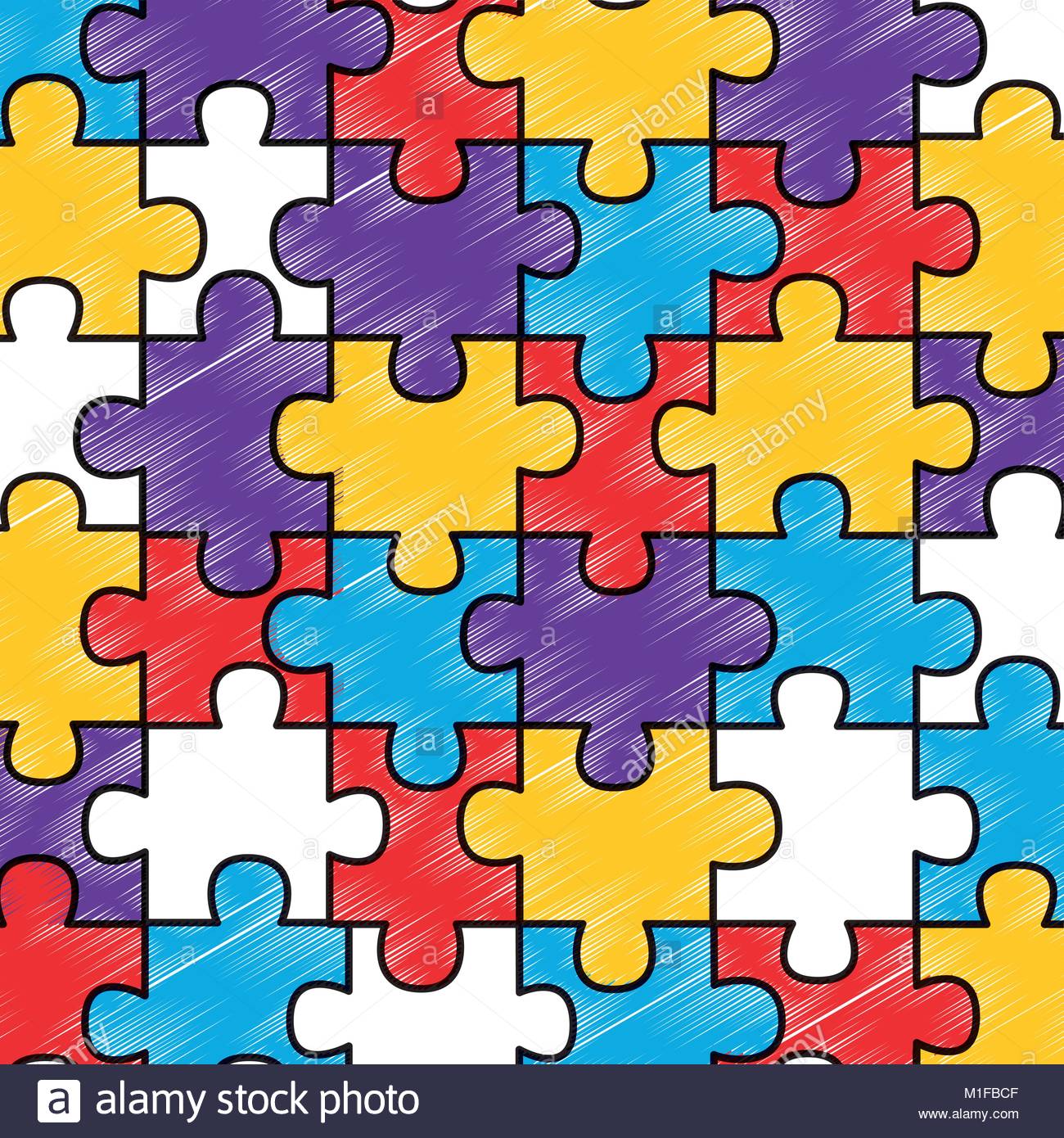 Colored Jigsaw Puzzle Pieces Background Stock Vector Art