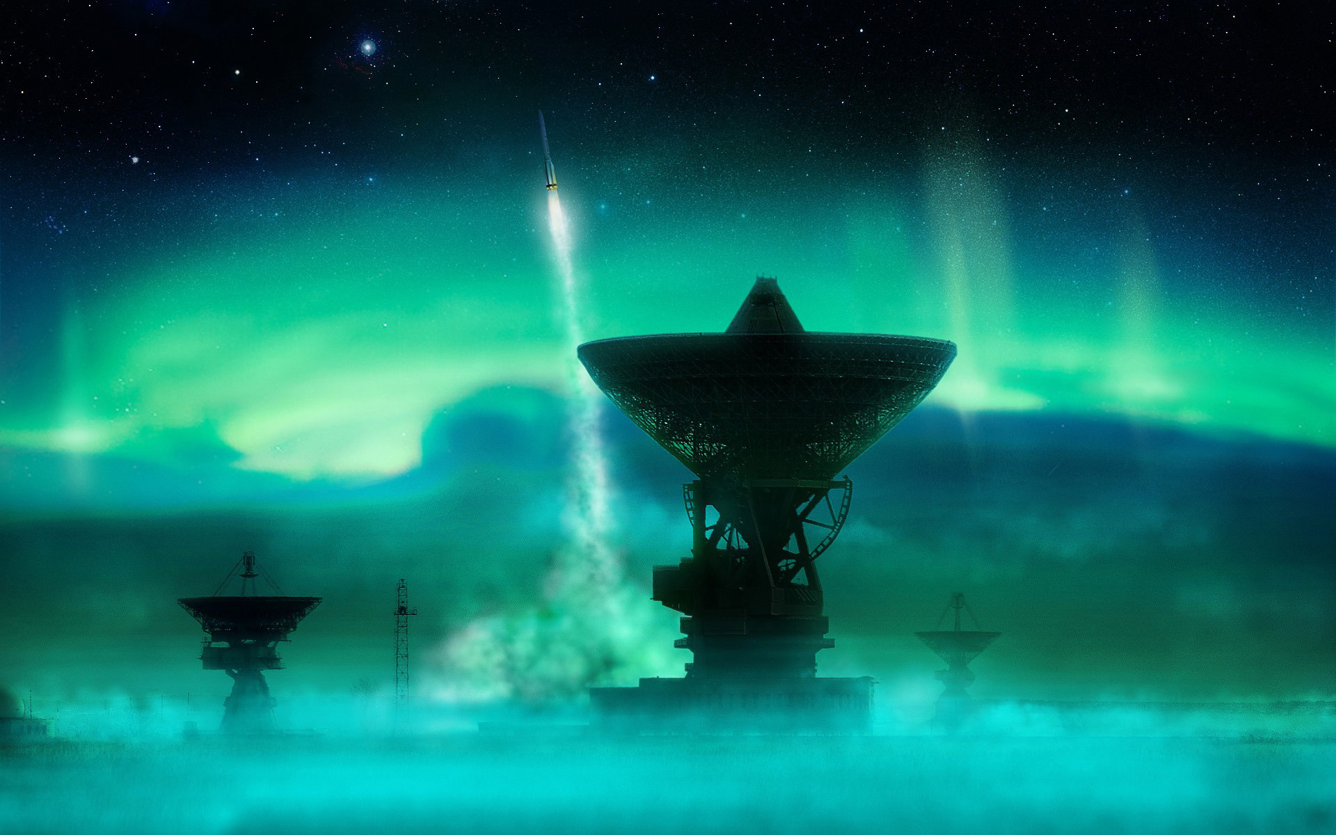 Antennas and the northern lights wallpaper 15338