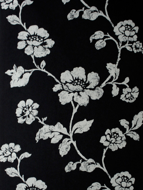 Lieto Black Floral Trail Wallpaper   Transitional   Wallpaper   by