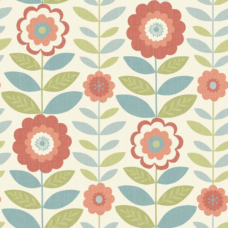 Flower Power Coral And Teal Wallpaper Project Home