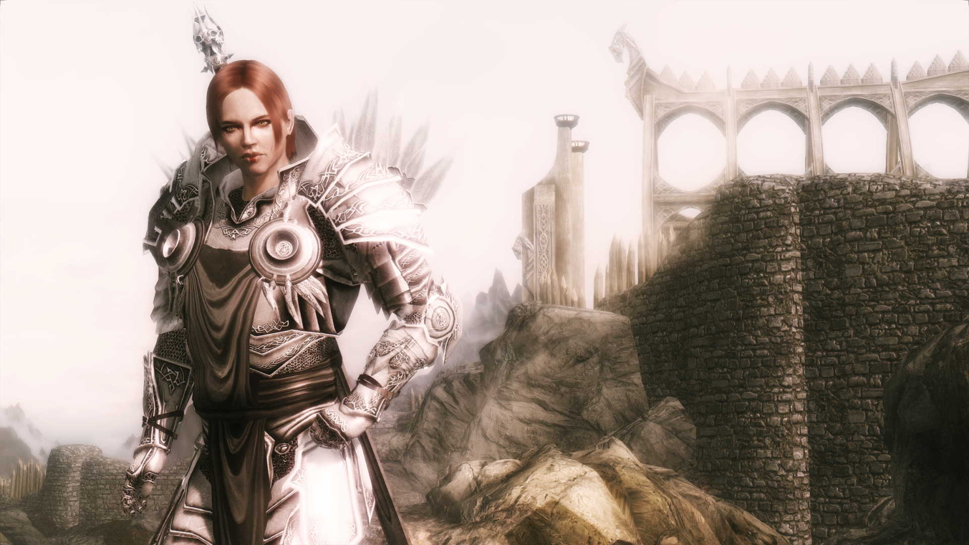 Tesv Skyrim 1080p Wallpaper Female Warrior Silver Armorpng Pictures