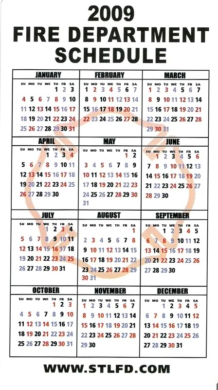 Fire Department Shift Calendar Schedule