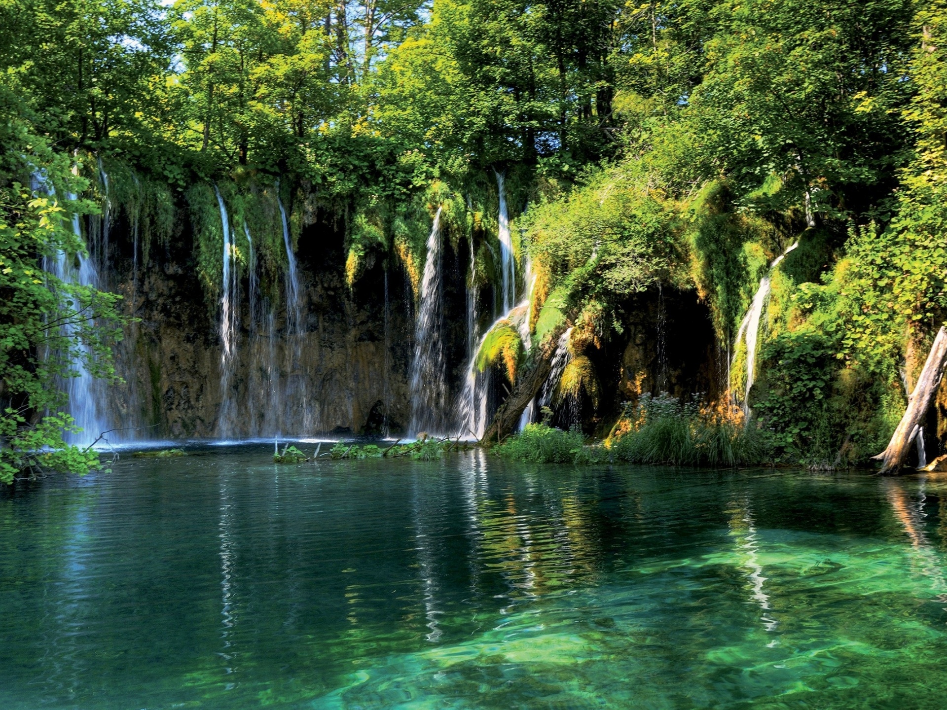 Waterfalls Trees Lagoon Desktop Pc And Mac Wallpaper