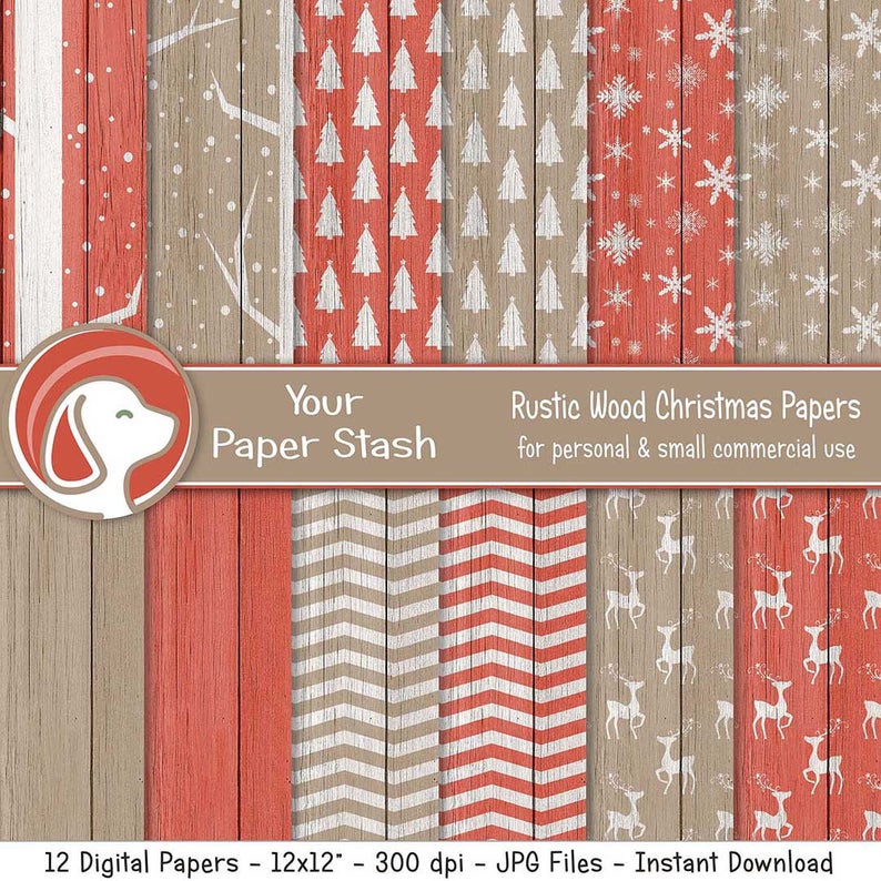 Rustic Christmas Digital Papers Wood Farmhouse Backgrounds Etsy 794x794